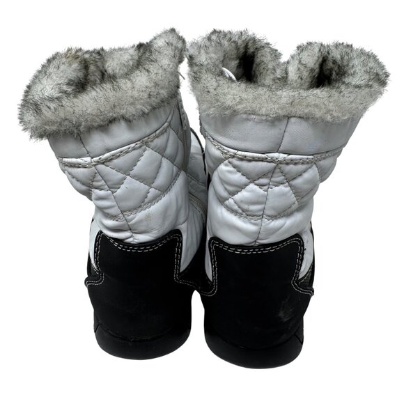 Winter Snow Boots 10 Totes White Black Fur Lined Quilted Waterproof Ankle Boots - Picture 4 of 8